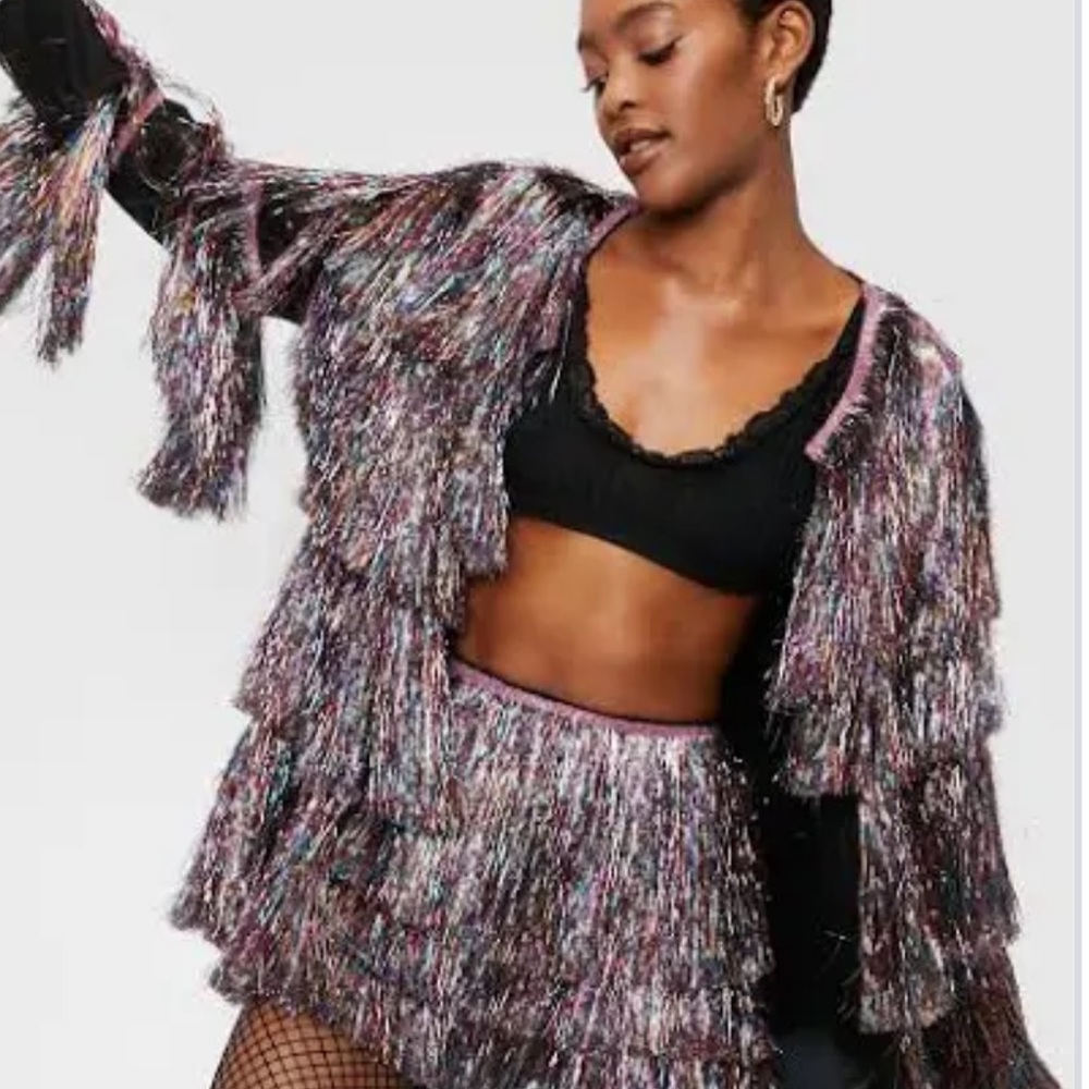 NastyGal Eras Tour Outfit Jacket Metallic Fringe